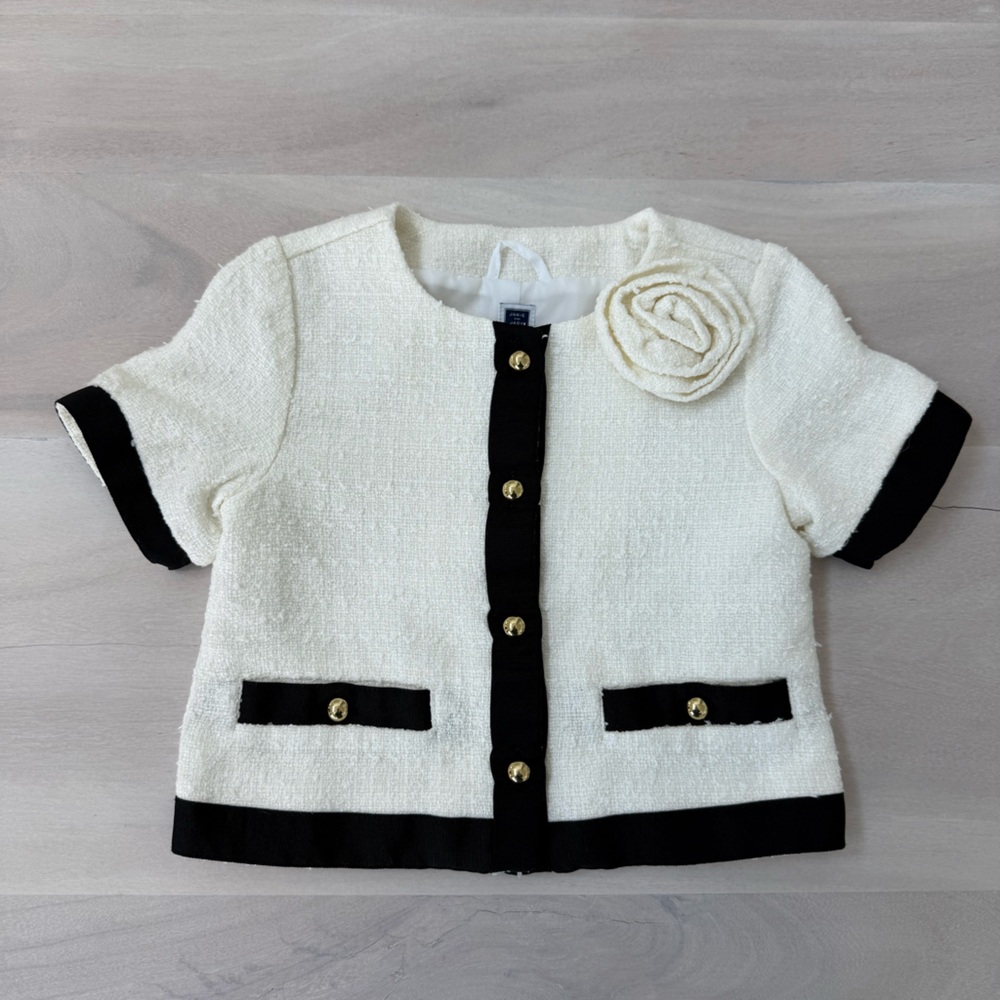 Janie and Jack Cream and Black Button-Down Shirt